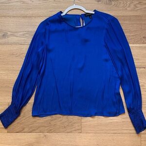 Banana Republic Royal Blue Satin Long-Sleeve Blouse